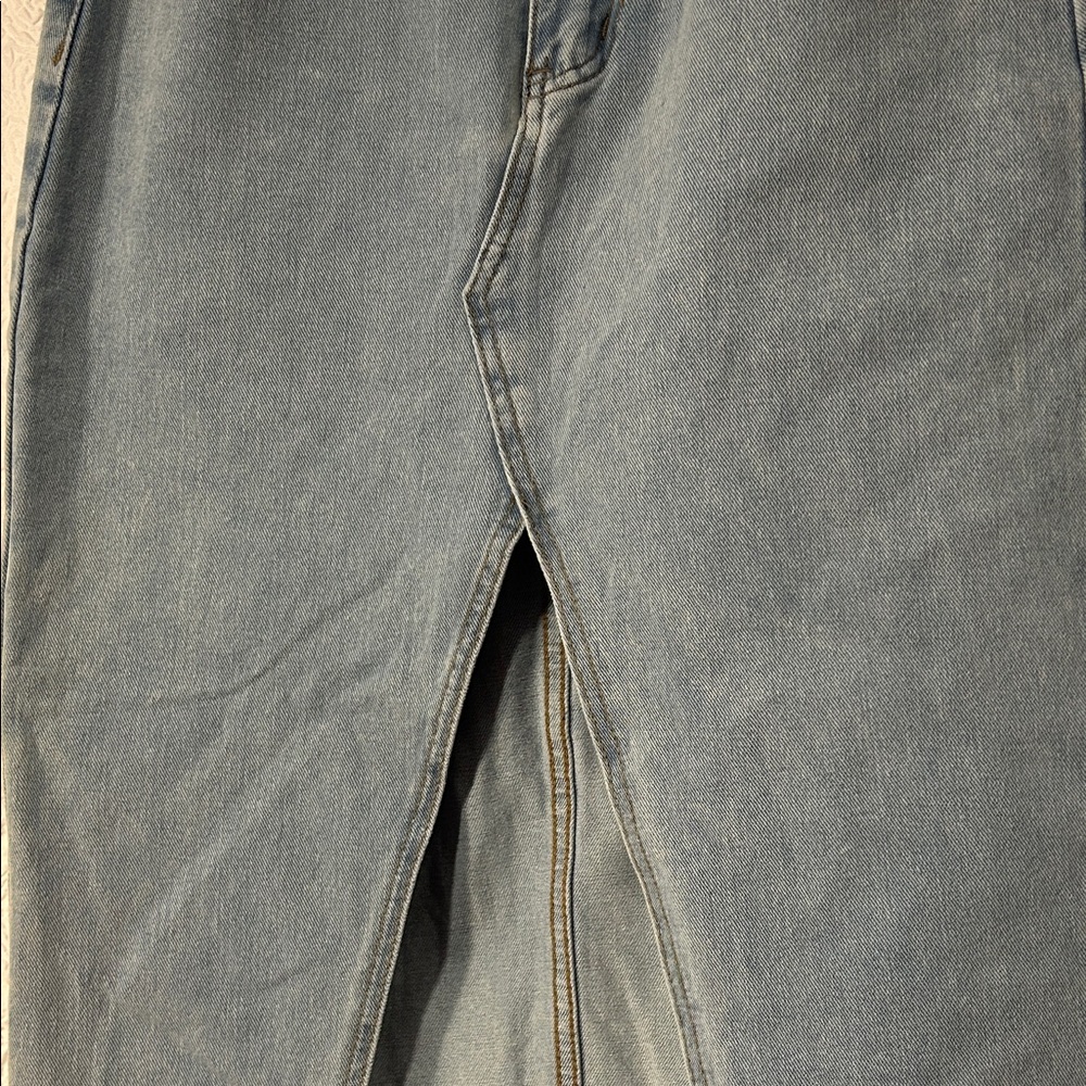 Light Wash Denim Maxi Skirt with Front Slit - Picture 4 of 8